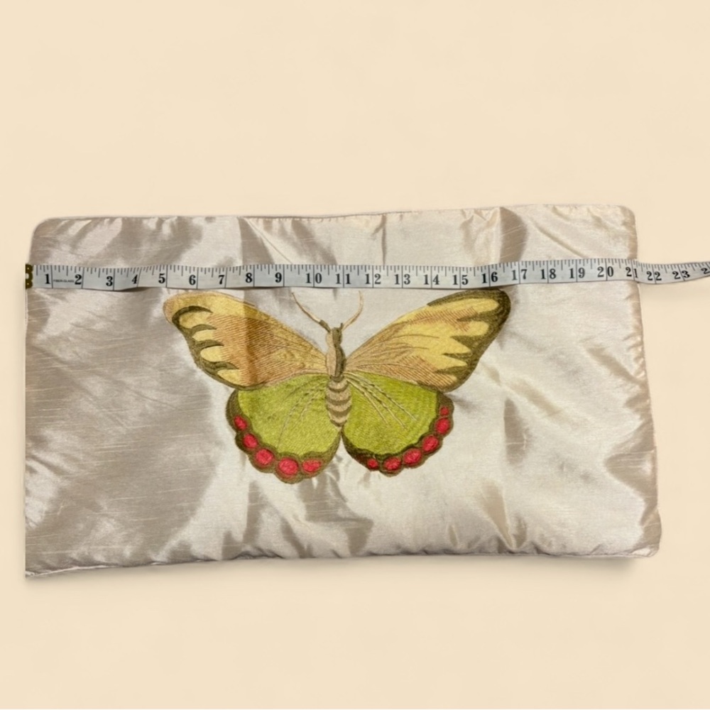 Embroidered Butterfly Silk Lumbar Pillow Cover - Picture 6 of 6
